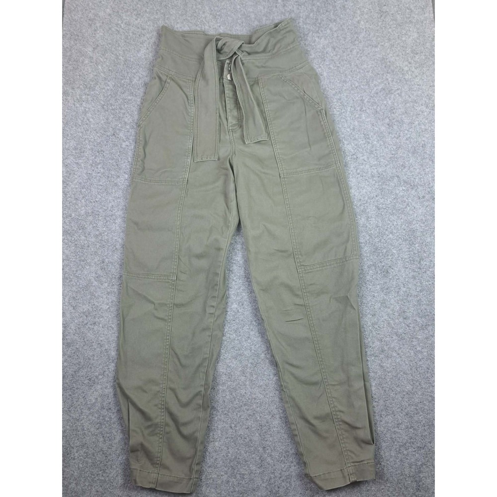 Bar III Jogger Chino Pants‎ Womens size Medium Green Button Fly Stretch